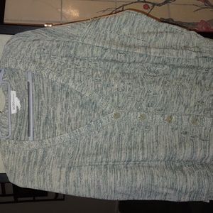 BCBGeneration Women's distressed green button up cardigan size medium
